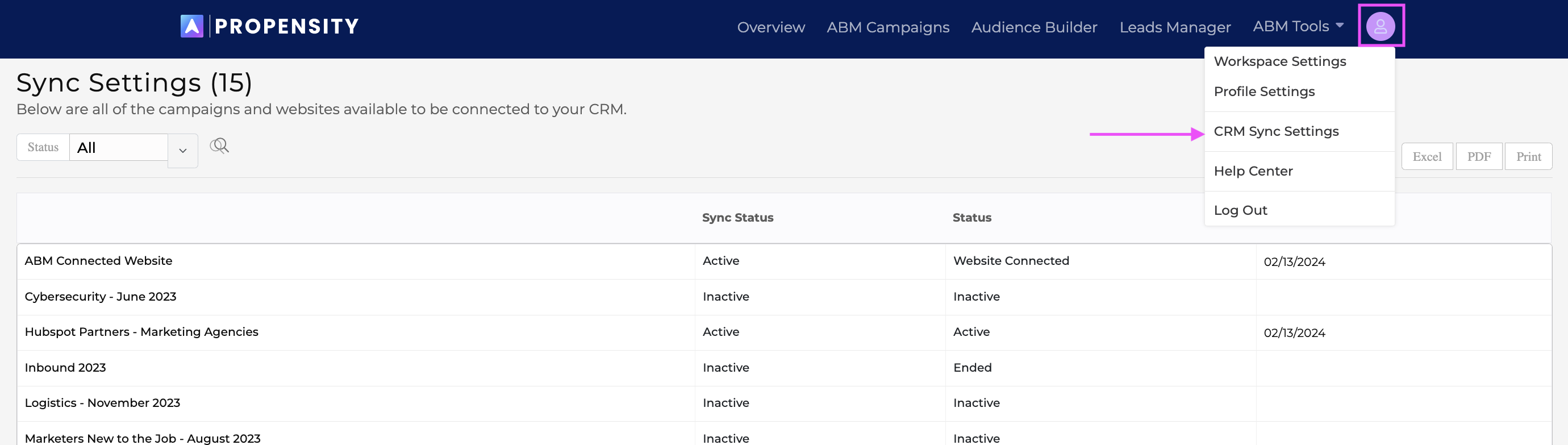 How to Setup CRM Sync Settings – Propensity